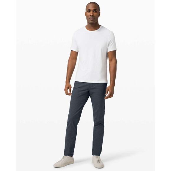 Lululemon Pants Mens 32 ABC Pant Slim Tech Canvas Navy Blue Work Business Casual - Picture 1 of 15